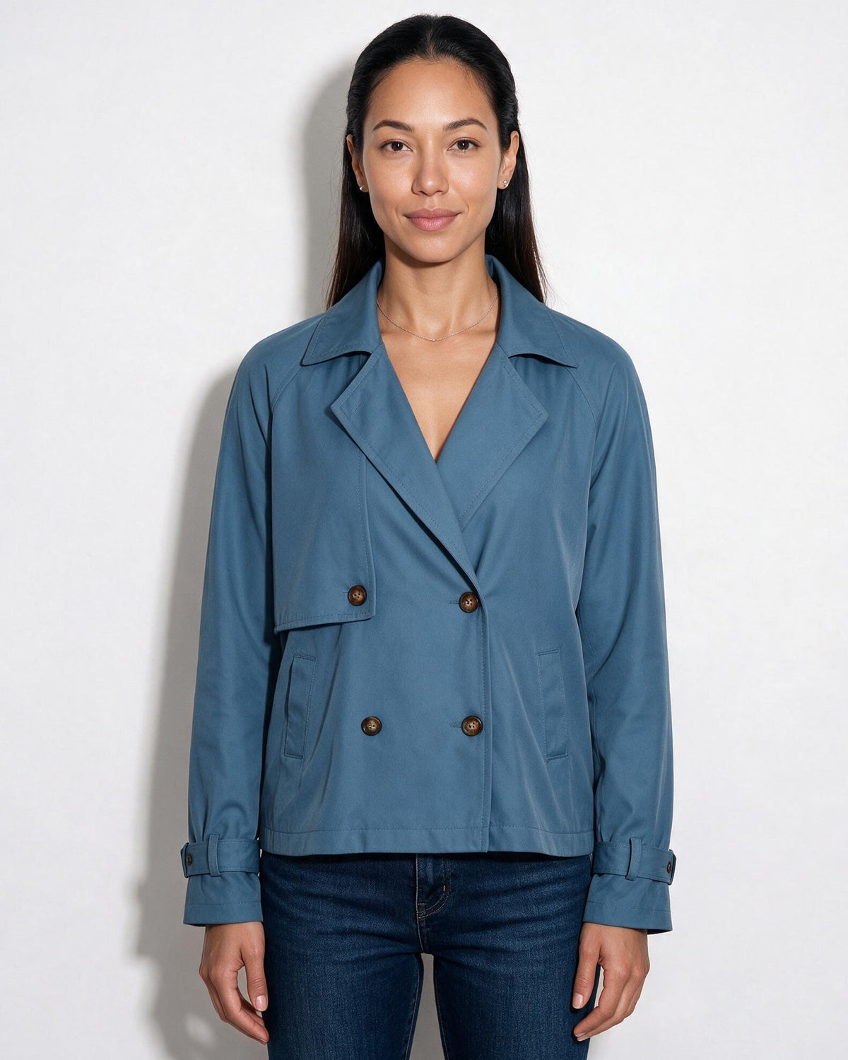 Loovay Celine Korte Trenchcoat met Stormflap