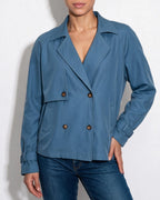Loovay Celine Korte Trenchcoat met Stormflap