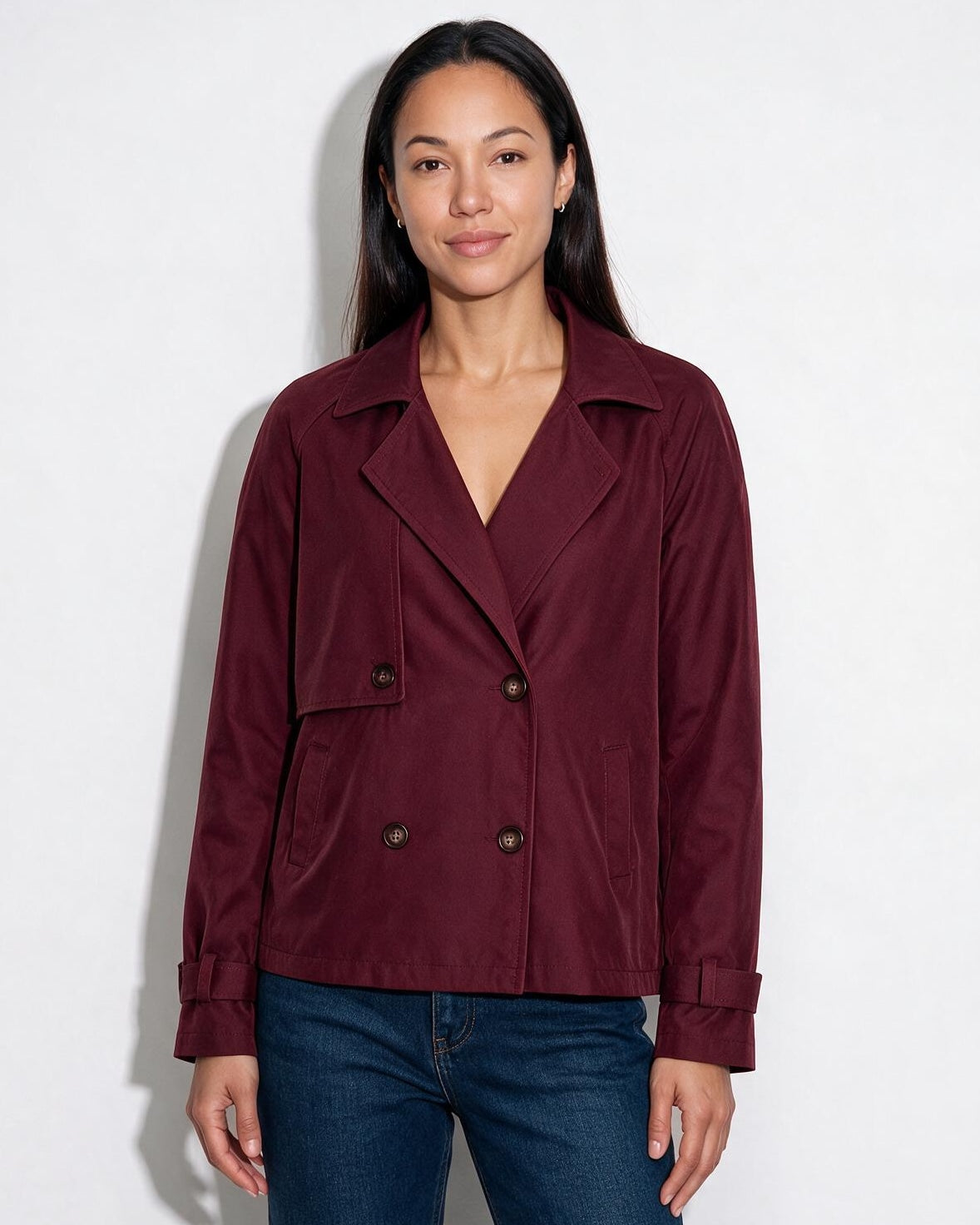 Loovay Celine Korte Trenchcoat met Stormflap