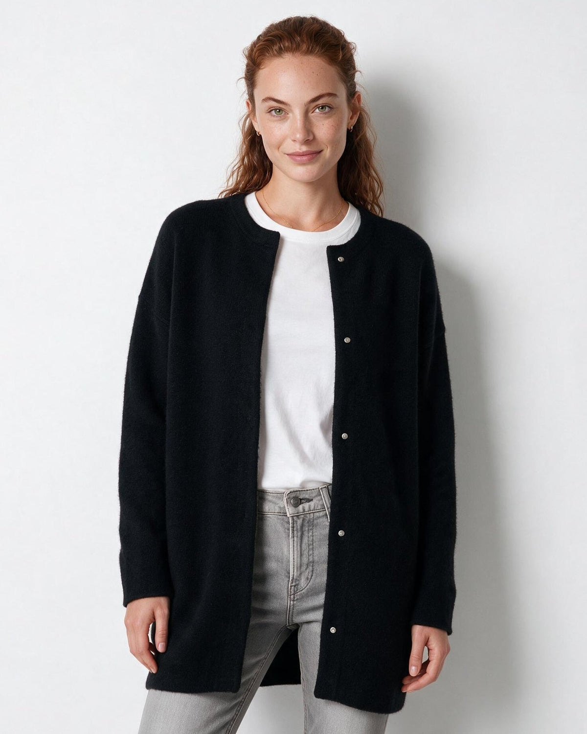 Loovay Sovelle Lang Damesvest, Oversized Pasvorm