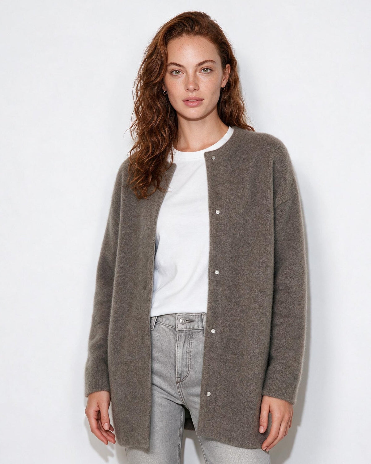 Loovay Sovelle Lang Damesvest, Oversized Pasvorm