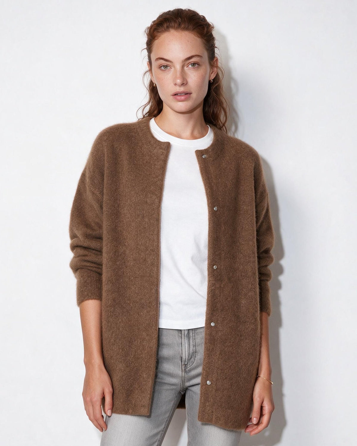 Loovay Sovelle Lang Damesvest, Oversized Pasvorm