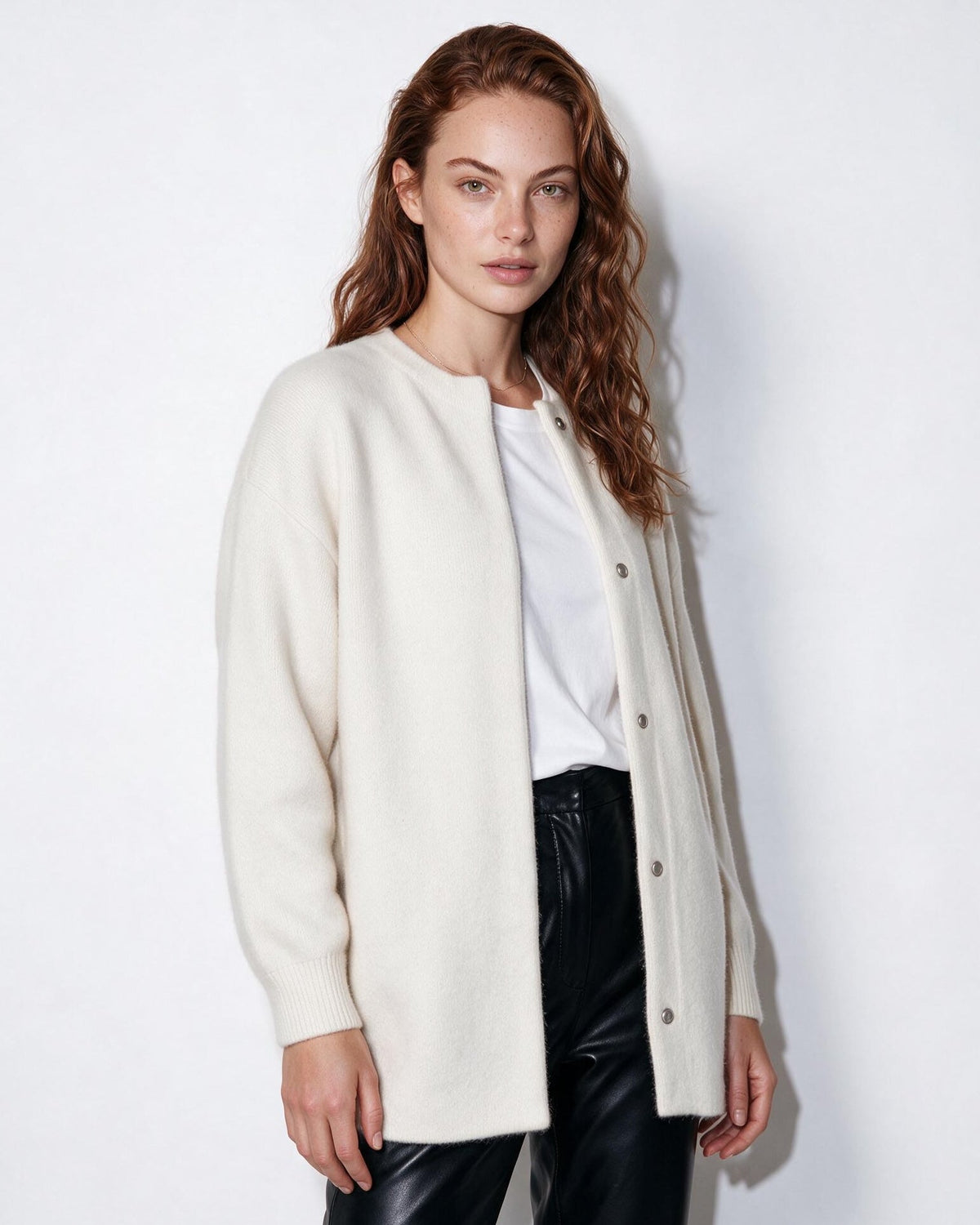 Loovay Sovelle Lang Damesvest, Oversized Pasvorm
