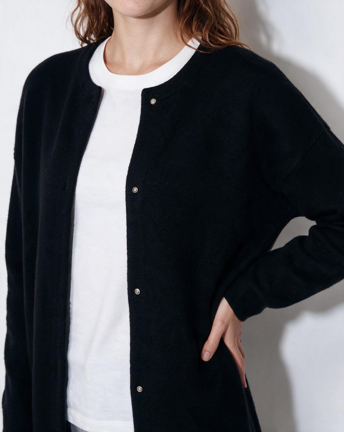Loovay Sovelle Lang Damesvest, Oversized Pasvorm