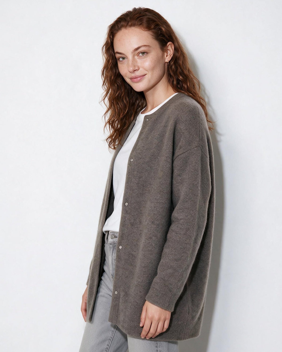 Loovay Sovelle Lang Damesvest, Oversized Pasvorm