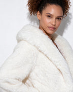 Loovay Amélie Cropped Imitatiebont Jas met Capuchon
