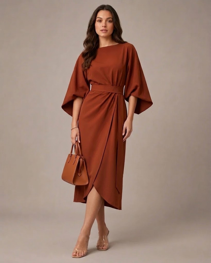 Loovay Evelisse Midi Jurk met Tailleband