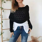 Loovay Nadira Gebreide Omslagdoek met Mouwen