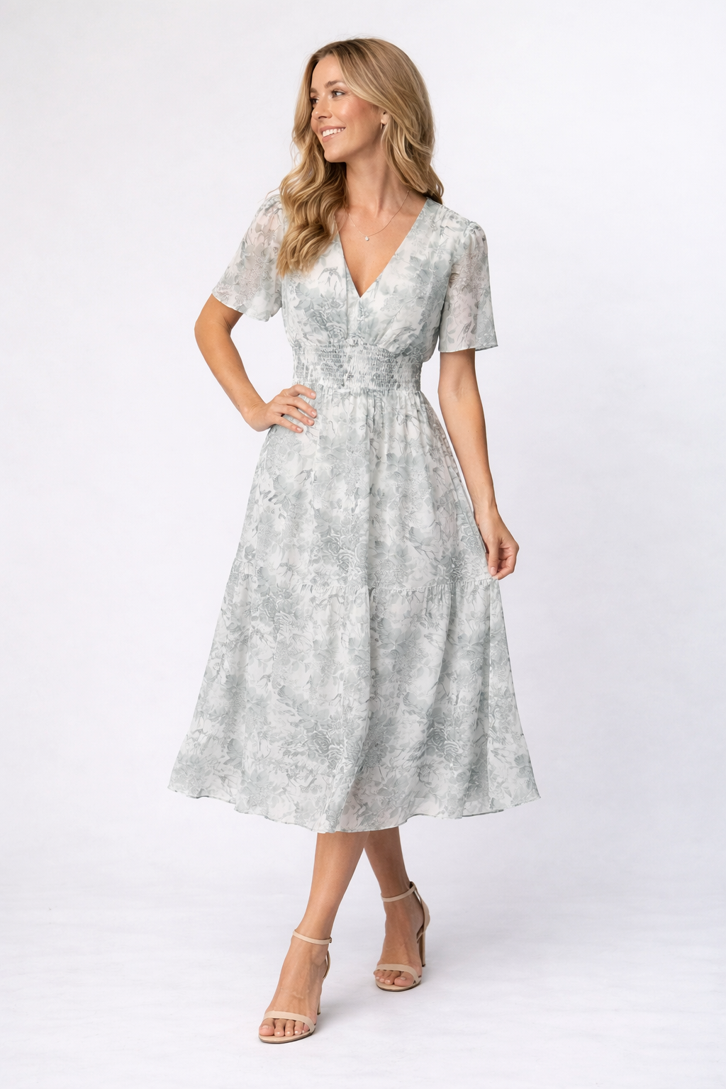 Loovay Orelisse Midi Jurk met Bloemenprint