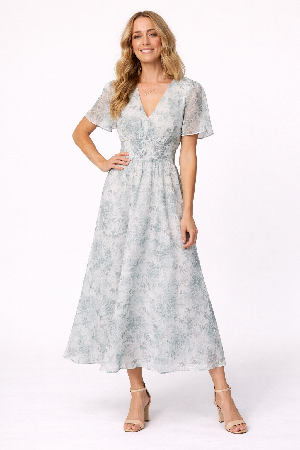 Loovay Orelisse Midi Jurk met Bloemenprint