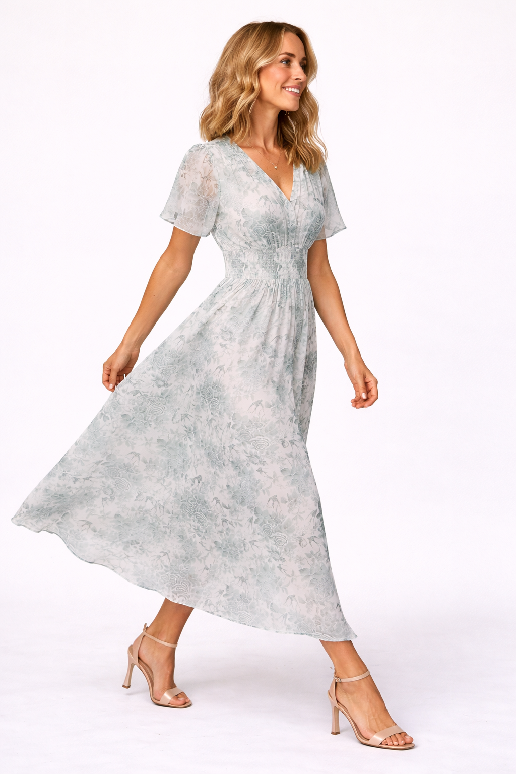 Loovay Orelisse Midi Jurk met Bloemenprint