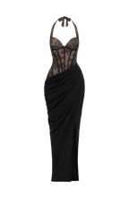 Loovay Bonita Kanten Halter Maxi Jurk met Split