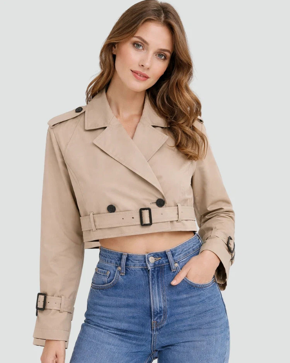 Loovay Mireya Cropped Trenchcoat