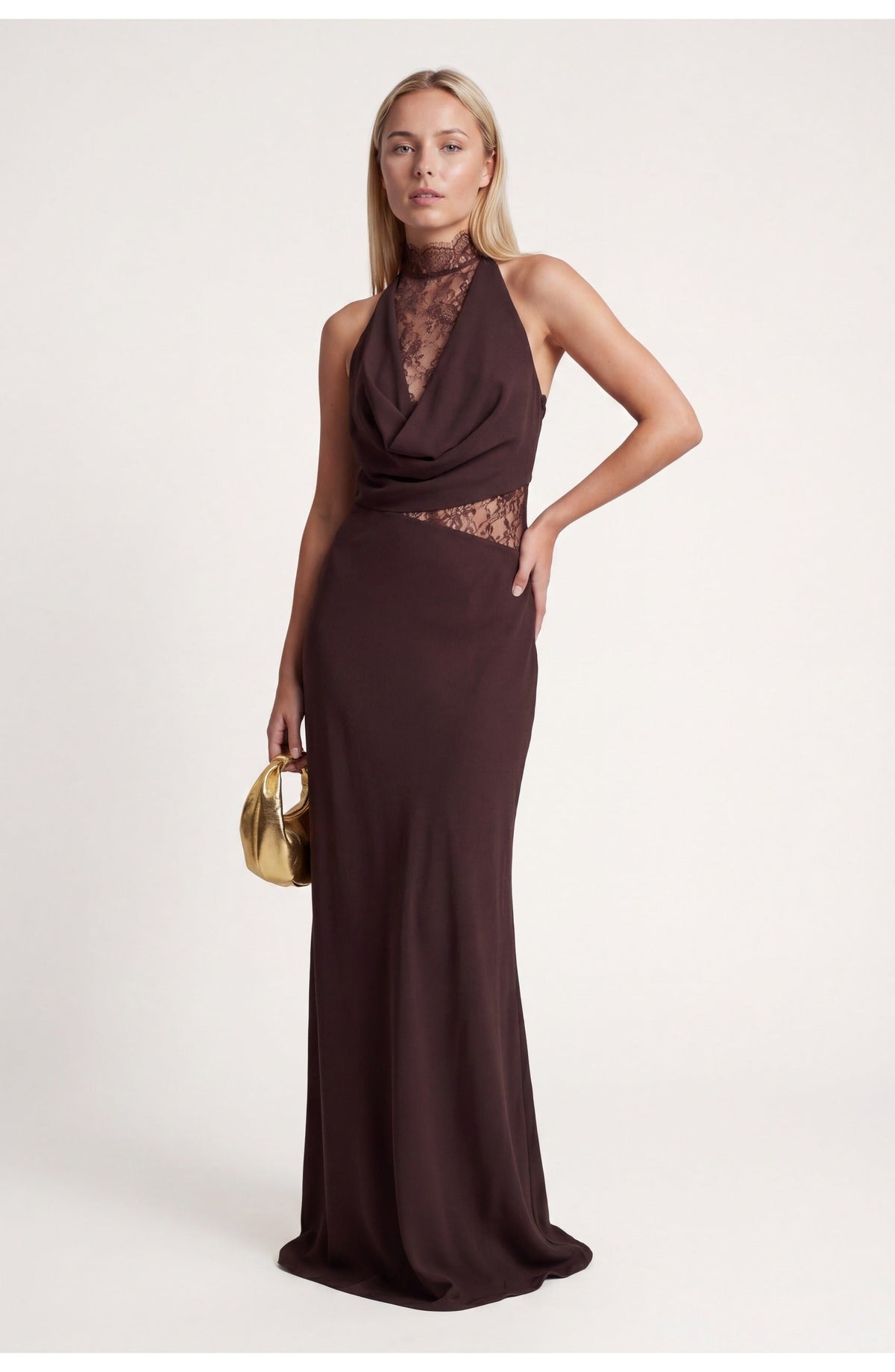 Loovay Elenya Maxi Jurk met Kant