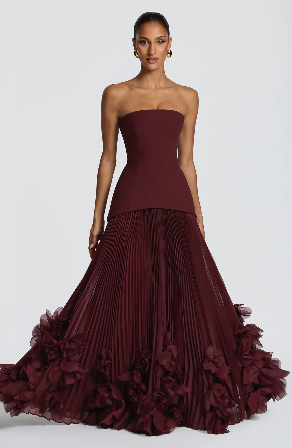 Loovay Rayovelle Strapless Maxi Jurk met Bloemdetails