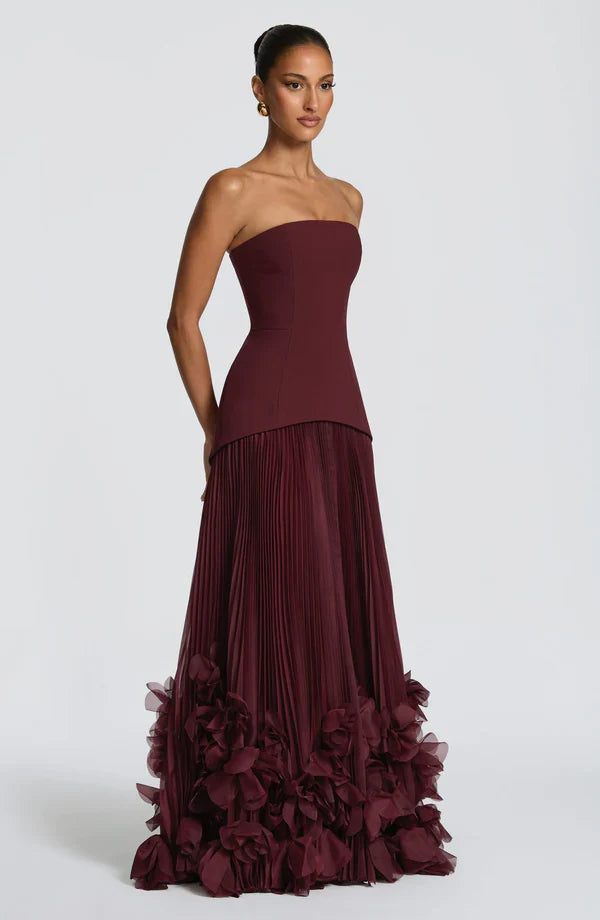 Loovay Rayovelle Strapless Maxi Jurk met Bloemdetails