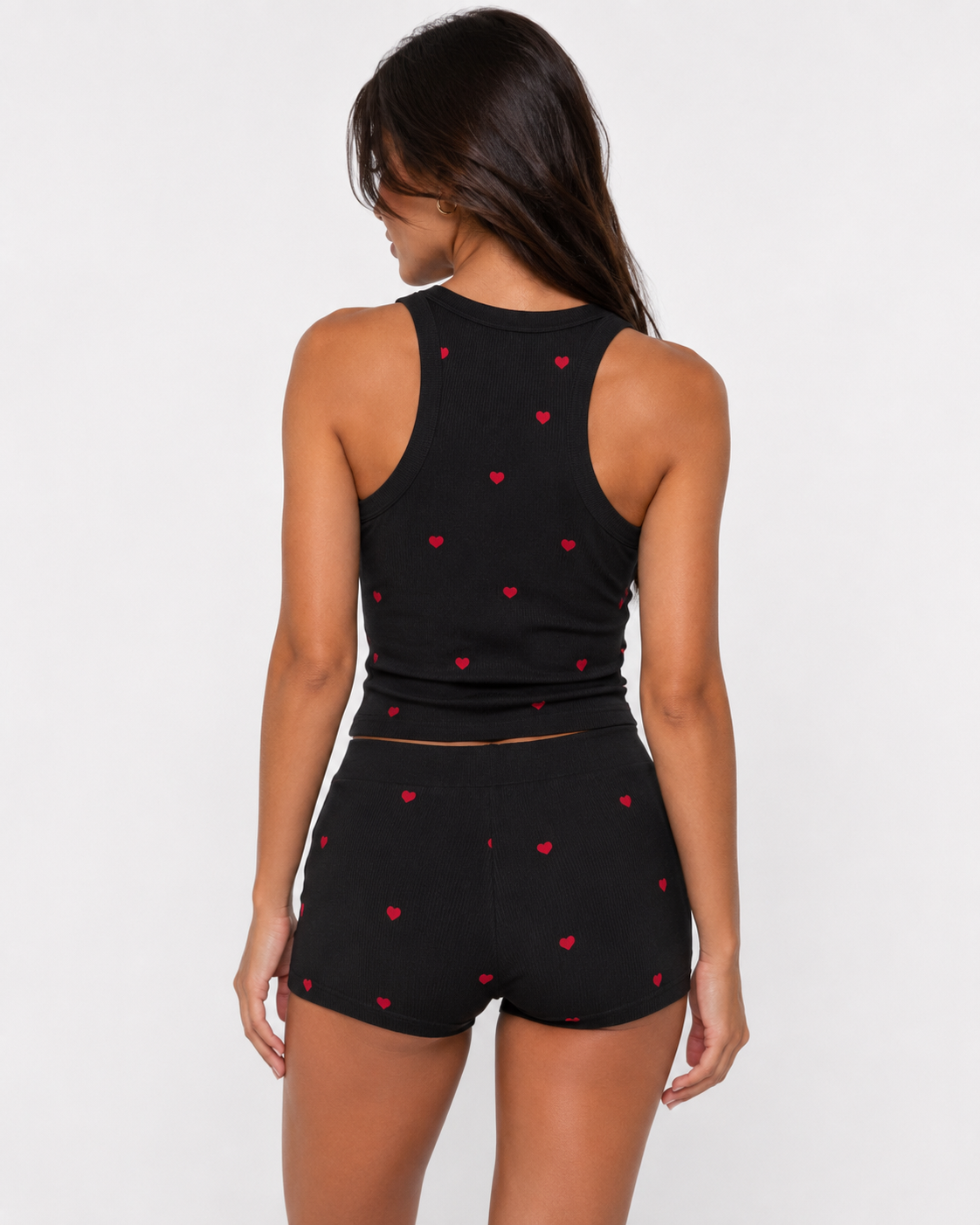Loovay Amivora Pyjamaset met Hartjesprint en Tanktop
