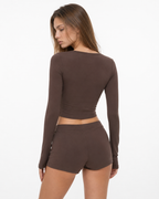 Loovay Maisonnette Pyjamaset met Lange Mouwen en Shorts