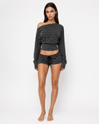 Loovay Rayélise Gestreepte Loungeset met Shorts