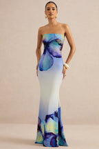 Loovay Azelia Jurk, Strapless Maxi met Bloemenprint
