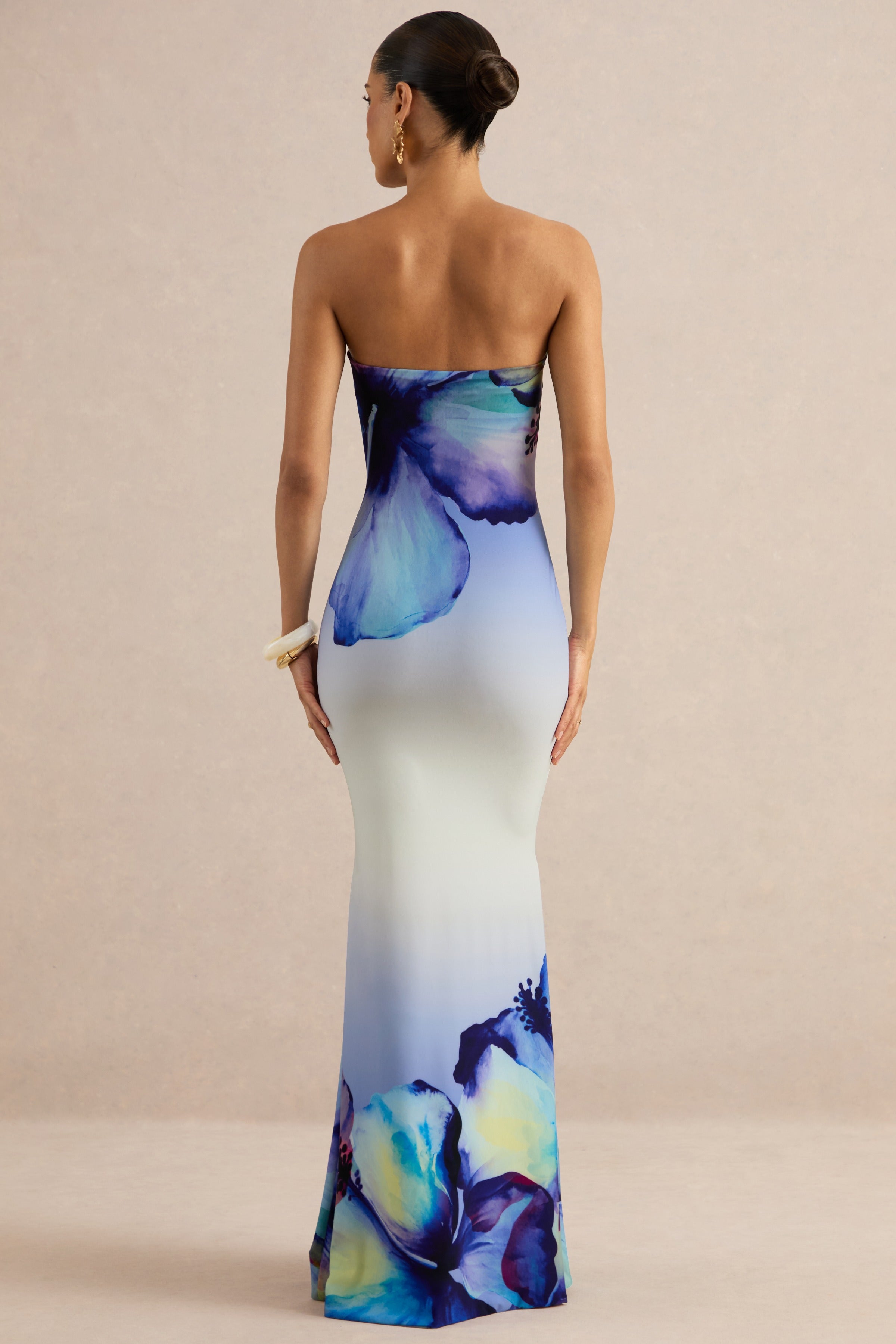 Loovay Azelia Jurk, Strapless Maxi met Bloemenprint