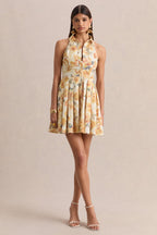 Loovay Rosaline Jurk, Mini Halterjurk met Rozenprint