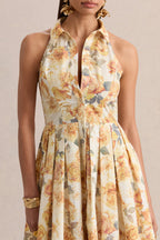 Loovay Rosaline Jurk, Mini Halterjurk met Rozenprint