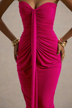 Loovay Solenne Jurk, Strapless Maxi met Gedrapeerde Details