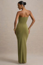 Loovay Solenne Jurk, Strapless Maxi met Gedrapeerde Details