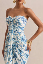 Loovay Solenne Jurk, Strapless Maxi met Gedrapeerde Details