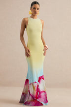 Loovay Zonnebloem Jurk, Maxi met Ombré Bloemenprint