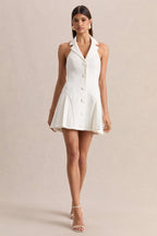 Loovay Blancéa Jurk, Getailleerde Mini met Plissé Details