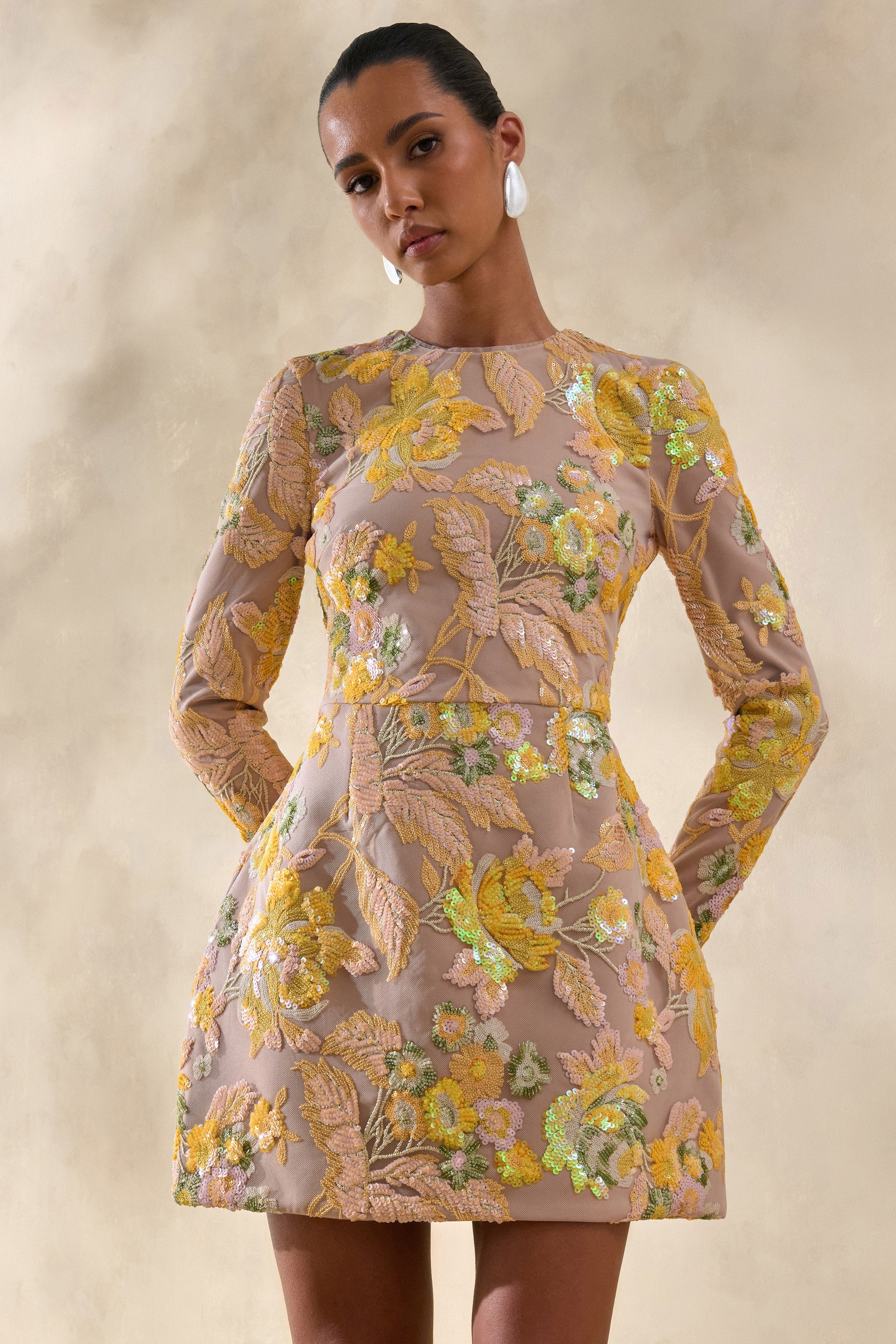 Loovay Soléa Jurk, Luxe Mini met Bloemenborduursel