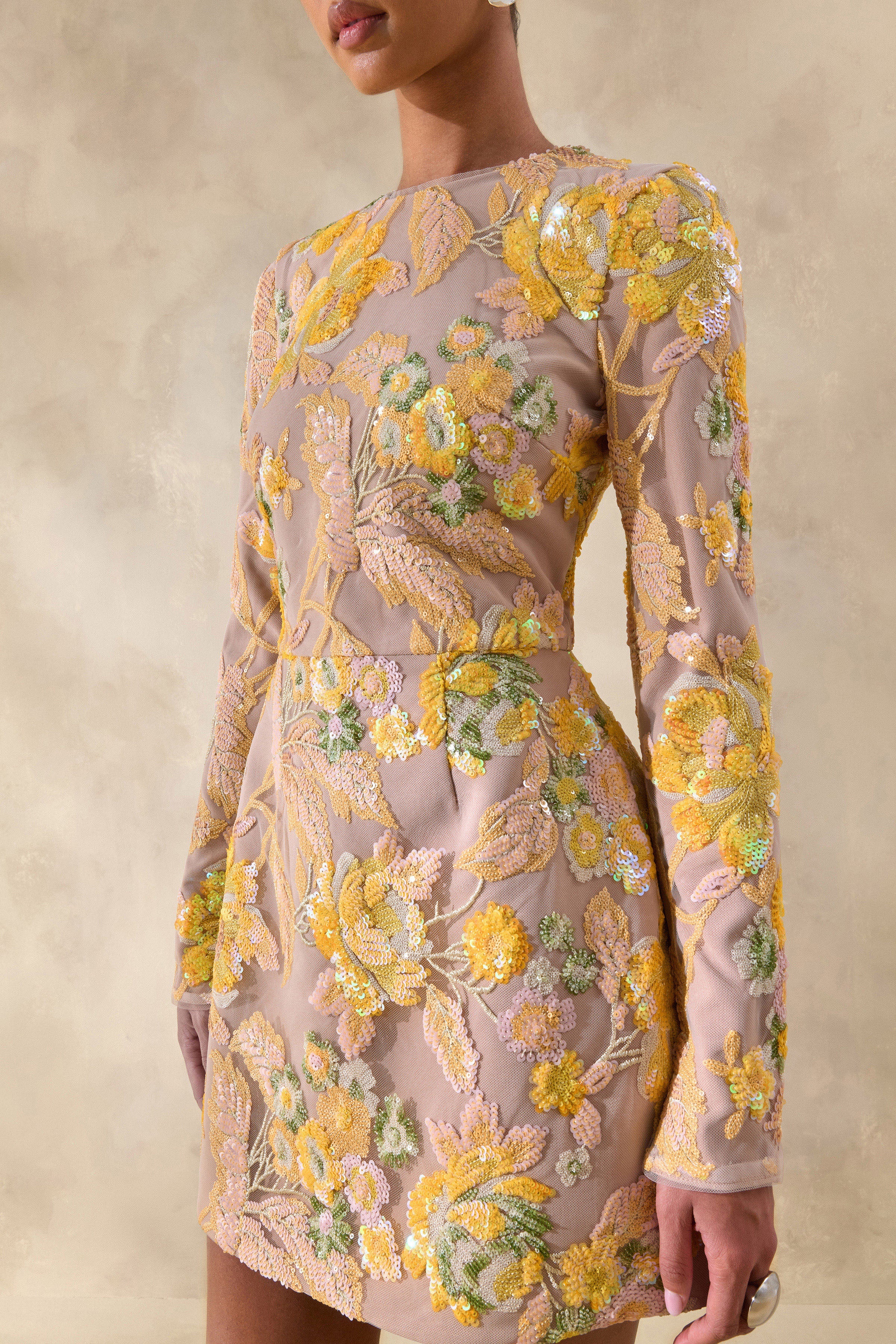 Loovay Soléa Jurk, Luxe Mini met Bloemenborduursel
