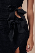 Loovay Celestine, One Shoulder Kanten Maxi Jurk