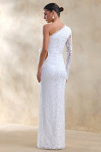 Loovay Celestine, One Shoulder Kanten Maxi Jurk