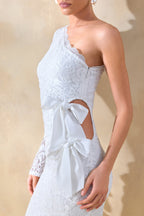 Loovay Celestine, One Shoulder Kanten Maxi Jurk