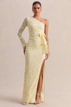 Loovay Celestine, One Shoulder Kanten Maxi Jurk