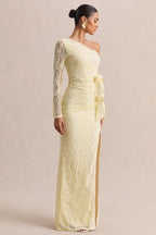 Loovay Celestine, One Shoulder Kanten Maxi Jurk