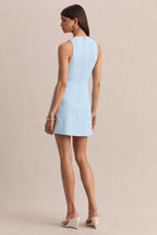 Loovay Azure Mini Jurk, V Hals met Kant