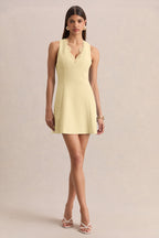 Loovay Azure Mini Jurk, V Hals met Kant
