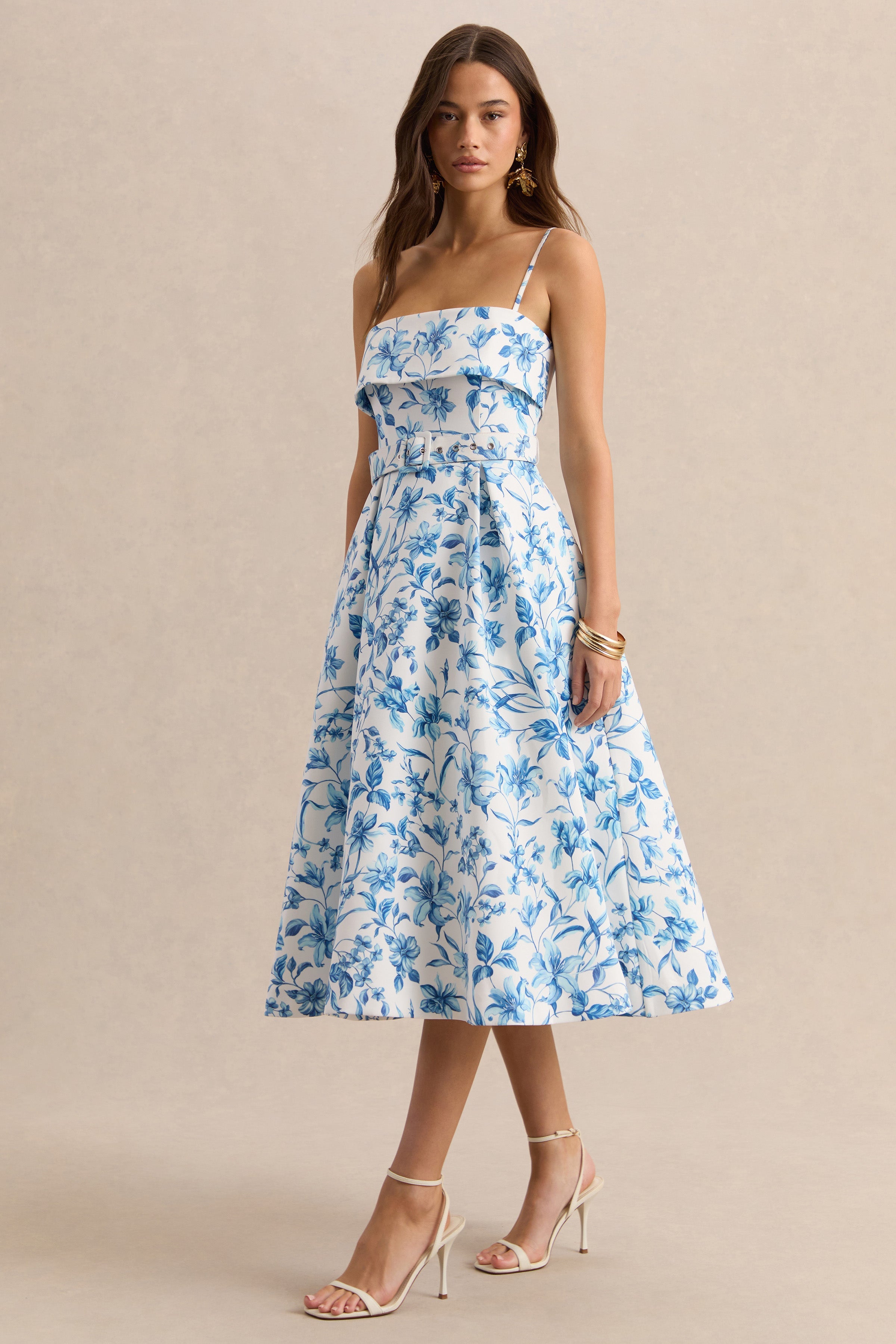 Loovay Celestine Jurk, Porselein Midi