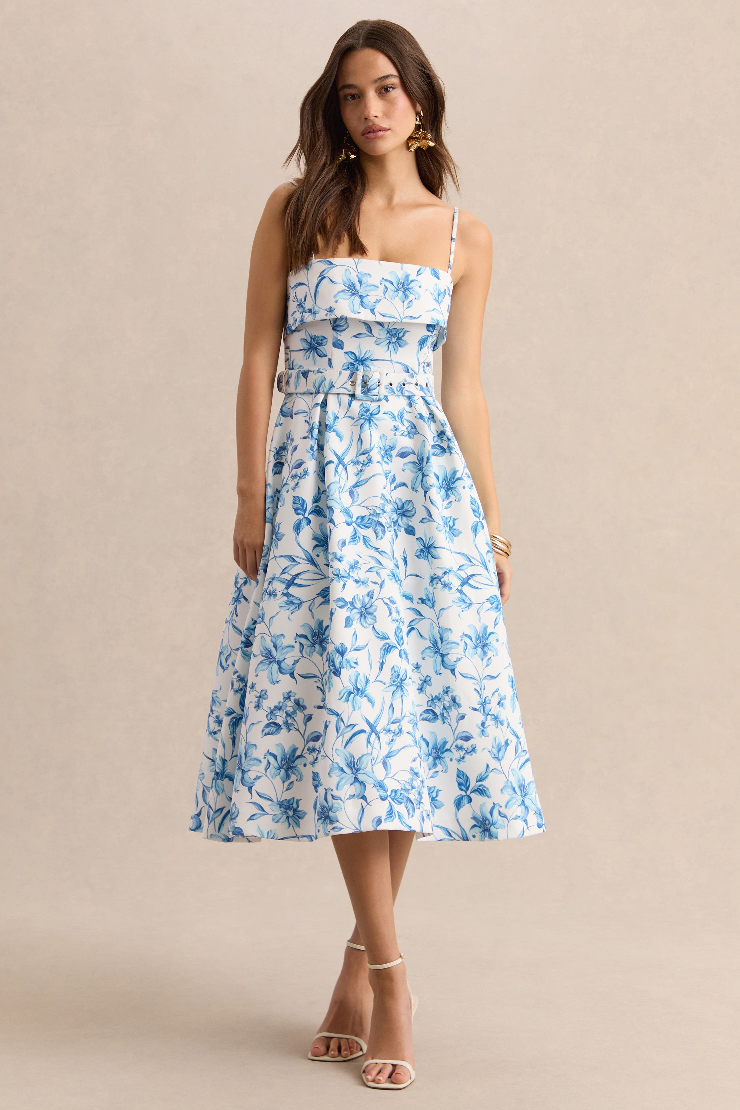 Loovay Celestine Jurk, Porselein Midi