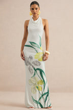 Loovay Zonnelies Maxi Jurk, Hoge Hals Bloemenprint