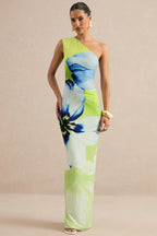 Loovay Ocean Bloom Maxi Jurk, One Shoulder Bloemenprint