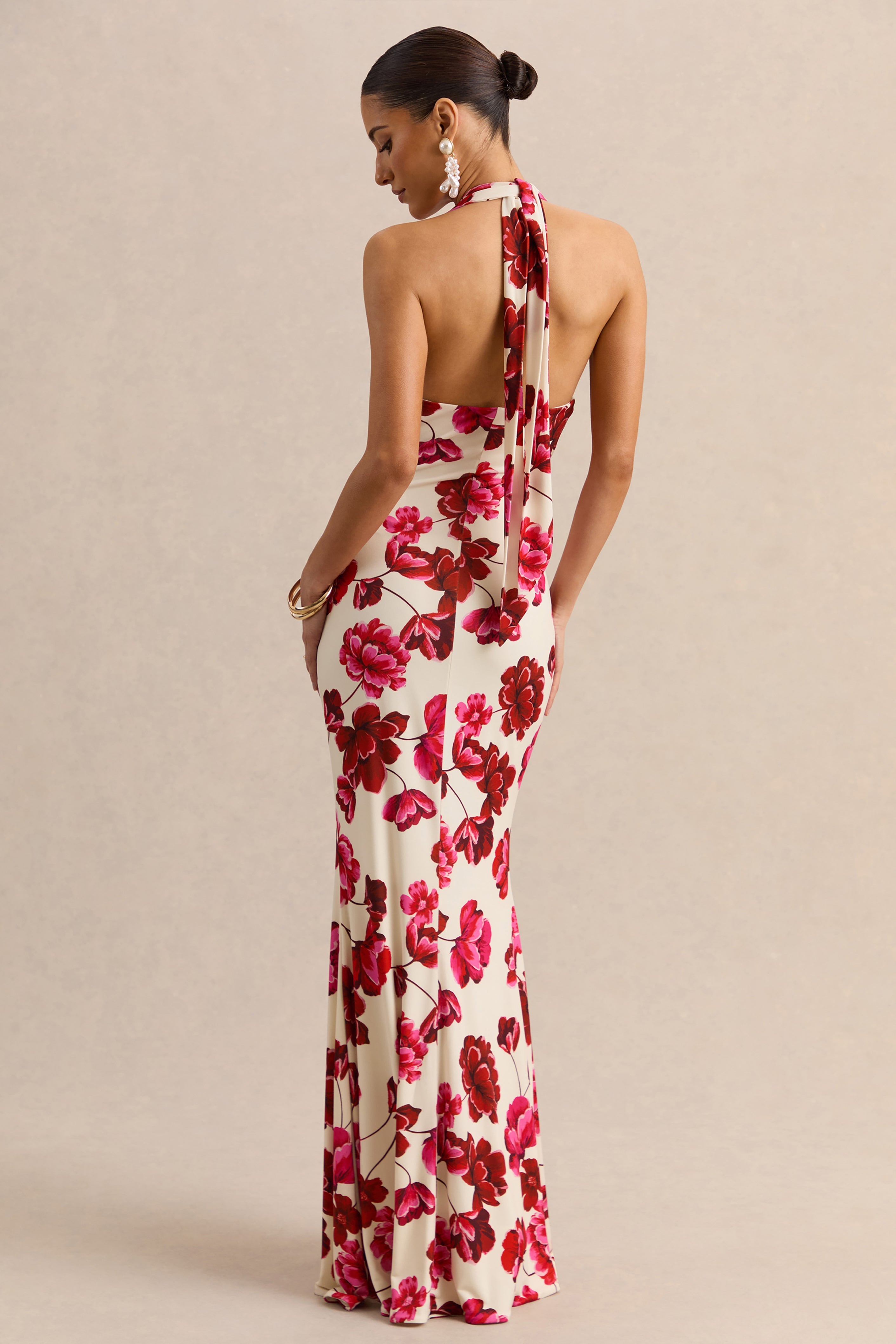 Loovay Rosévelle Jurk, Floral Halter Maxi