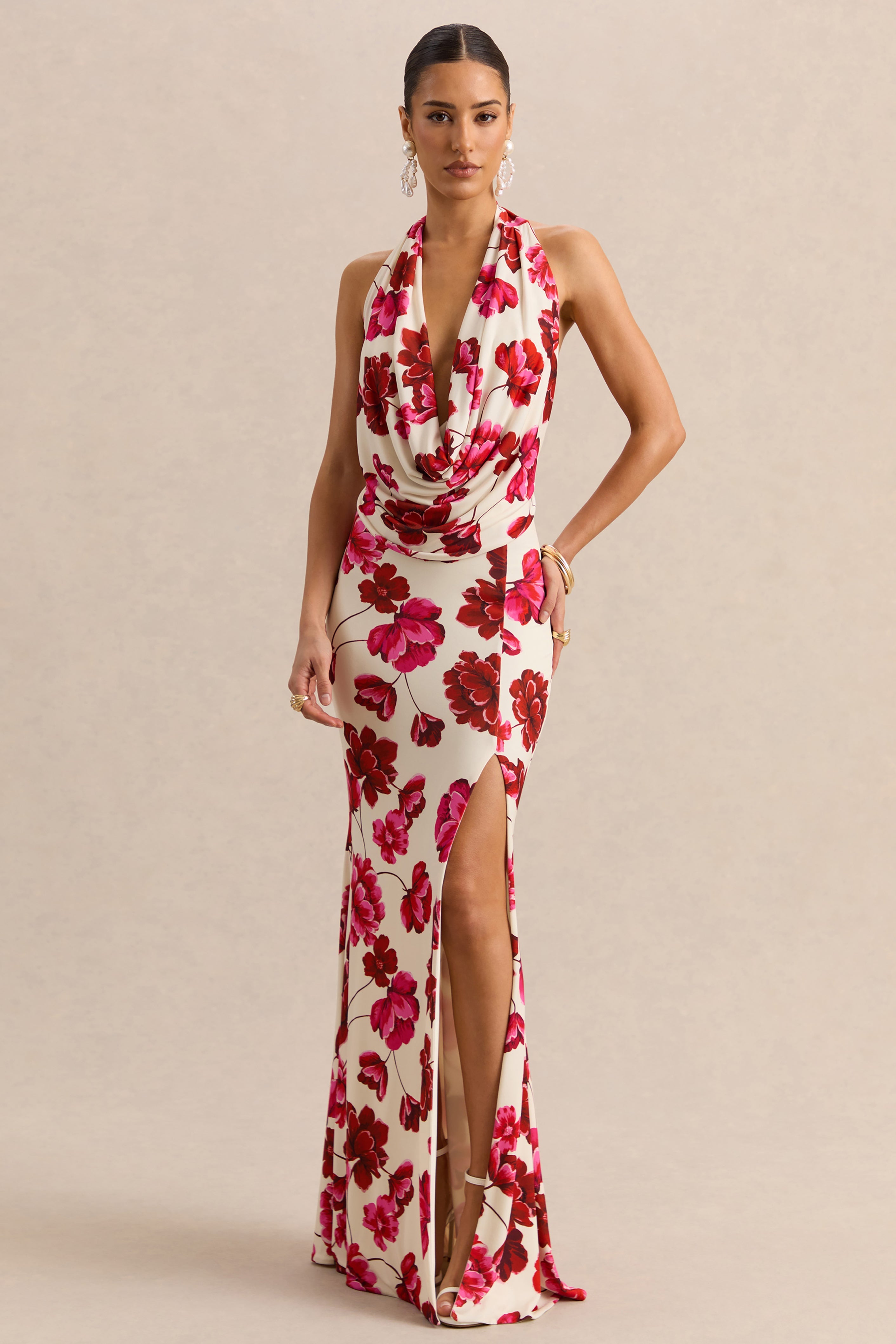 Loovay Rosévelle Jurk, Floral Halter Maxi