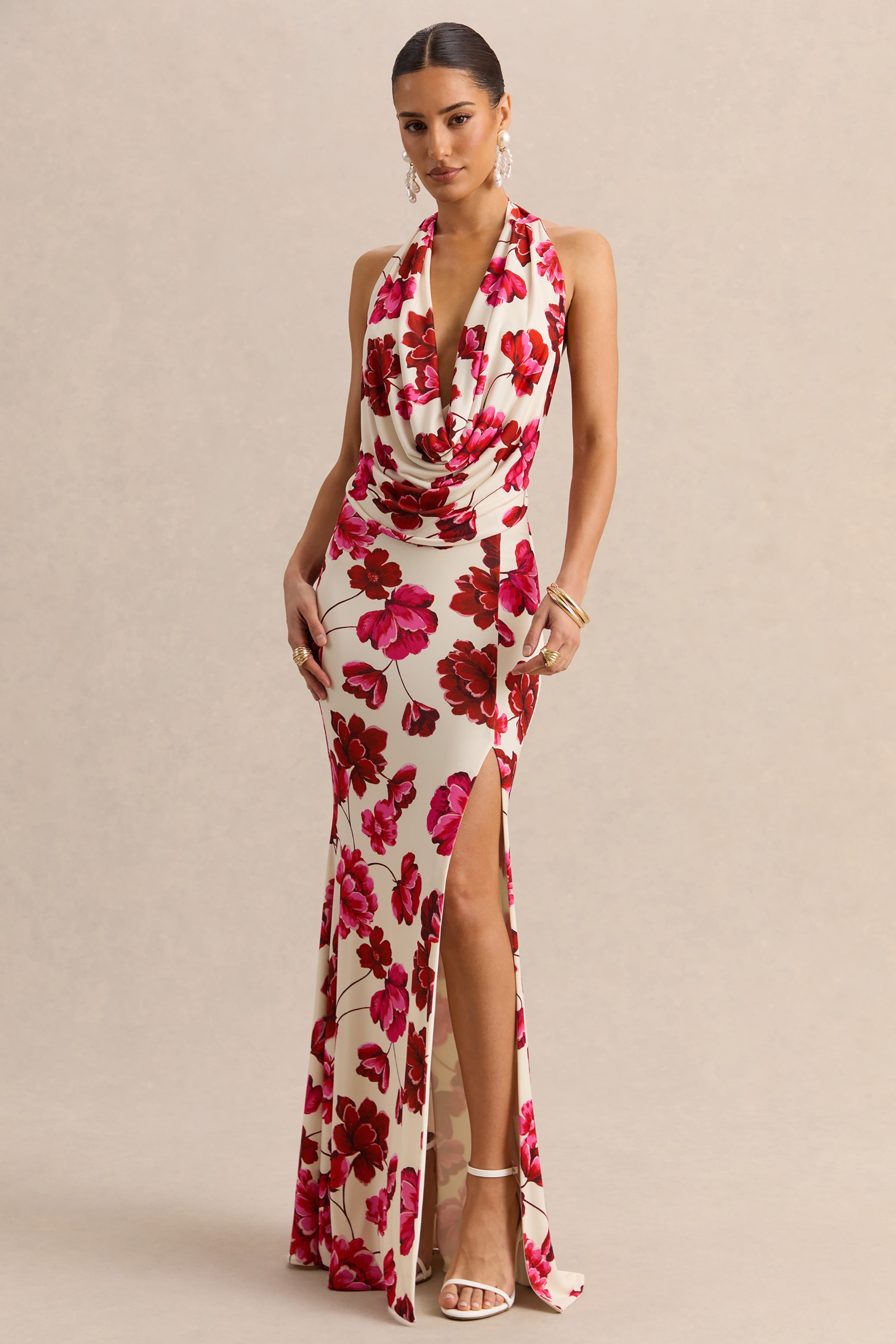Loovay Rosévelle Jurk, Floral Halter Maxi