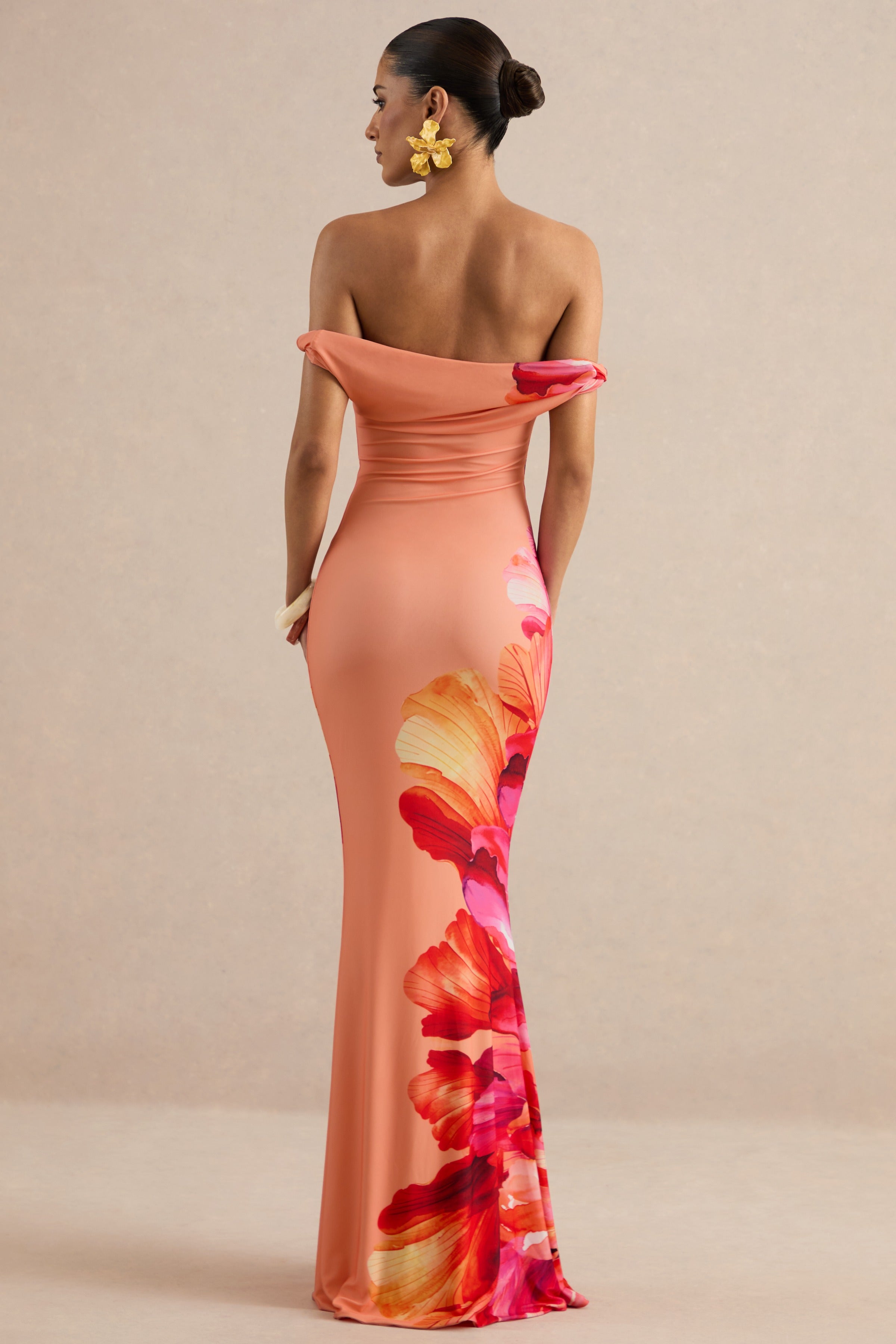 Loovay Sunset Bloom Jurk, Bardot Maxi