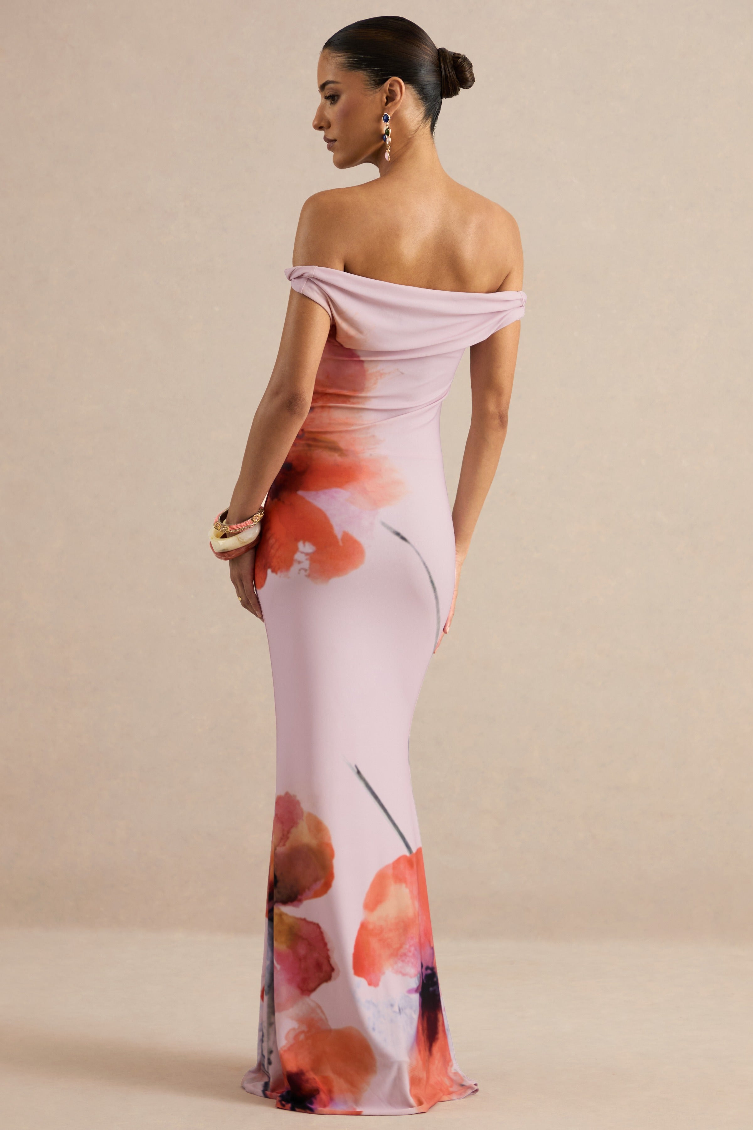 Loovay Sunset Bloom Jurk, Bardot Maxi